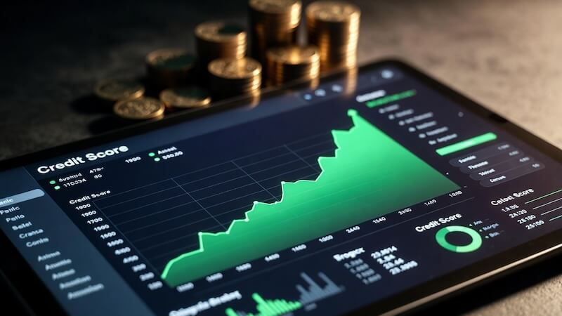 Kredi notu yükseltme taktikleri, yükselen yeşil grafik ve findeks puan tablosu