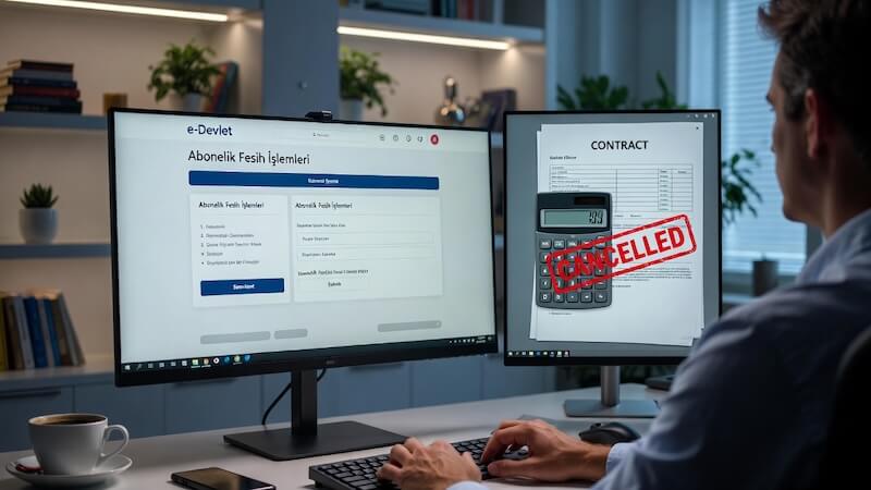 Bir kullanıcının e-Devlet üzerinden internet aboneliğini iptal ederken çekilmiş ekran görüntüsü ve 