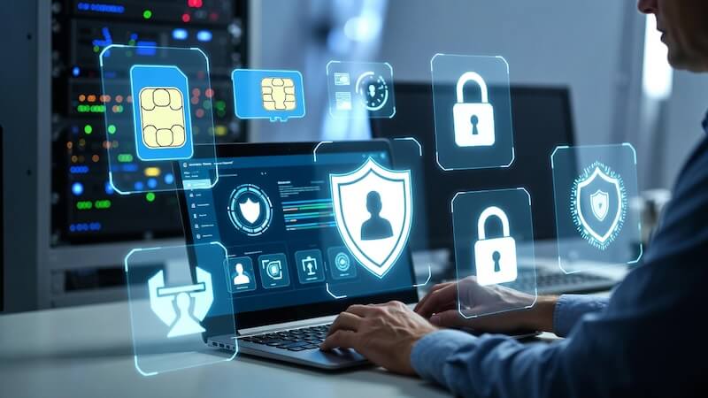 E-devlet üzerinden adıma kayıtlı hat sorgulama ekranı ve dijital güvenlik ikonları.