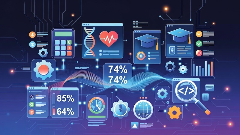 Tamliste.tr üzerinde bir arada sunulan finans, sağlık, eğitim ve SEO hesaplama araçlarını simgeleyen geniş dijital kolaj görseli.