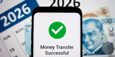 Mobil bankacılık uygulamasından para gönderen kişi ve 2026 takvimi.
