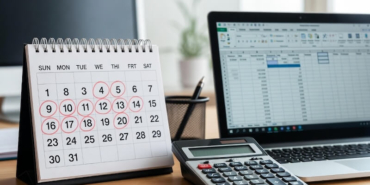 Takvim üzerinde işaretlenmiş tarihler, hesap makinesi ve Excel tablosunda gün formülü ekranı.