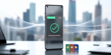 Akıllı telefonun yanında üç farklı operatörü temsil eden renkli sim kartlar ve numara taşıma işlemine dair bir onay grafiği.