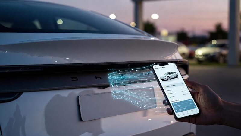 Akıllı telefon ile otomobil plakası üzerinden araç geçmişi ve hasar kaydı sorgulama işlemi.